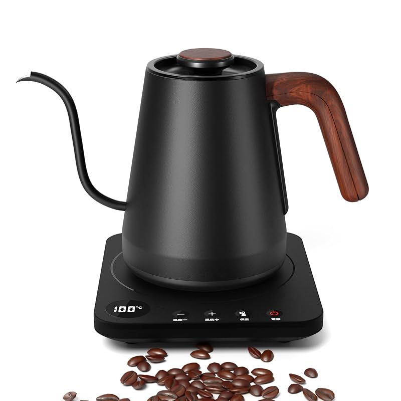 【即納】電気ケトル コーヒー HAGOOGI (ハゴオギ) ドリップケトル 1.0L 1200W コーヒーポット 温度調節 (1℃単位)/保温機能/空焚き防止/通知音オン・オフ/PSE認証済み 細口