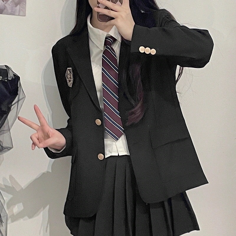 本日の限定商品 JK制服ワンピース ブレザー セットアップ 女の子 制服 学生制服 セーラー服 ブラック ブレザー レディース 高校生 高校