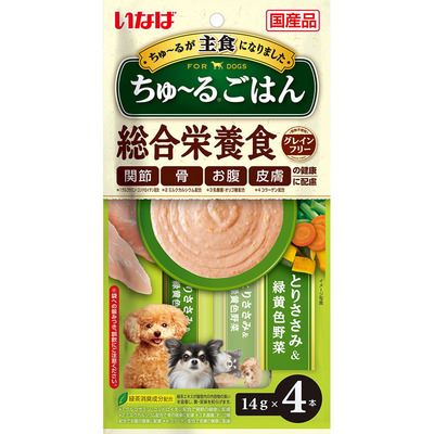 【24個セット】いなば ちゅーるごはん とりささみ＆緑黄色野菜 14g×4本