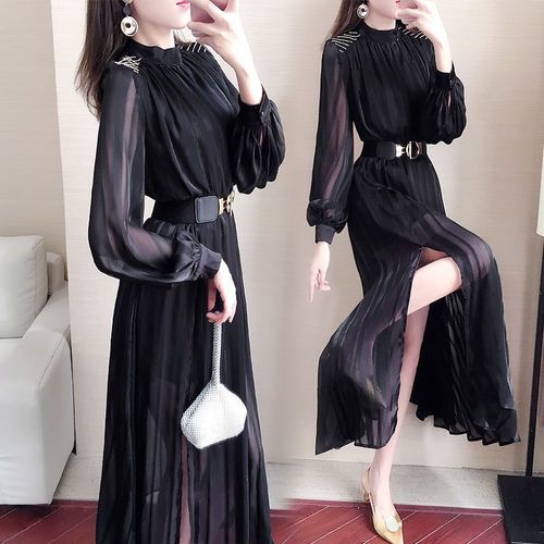 シンプルな通勤婦人ネット赤いシフォンドレス 4,747円