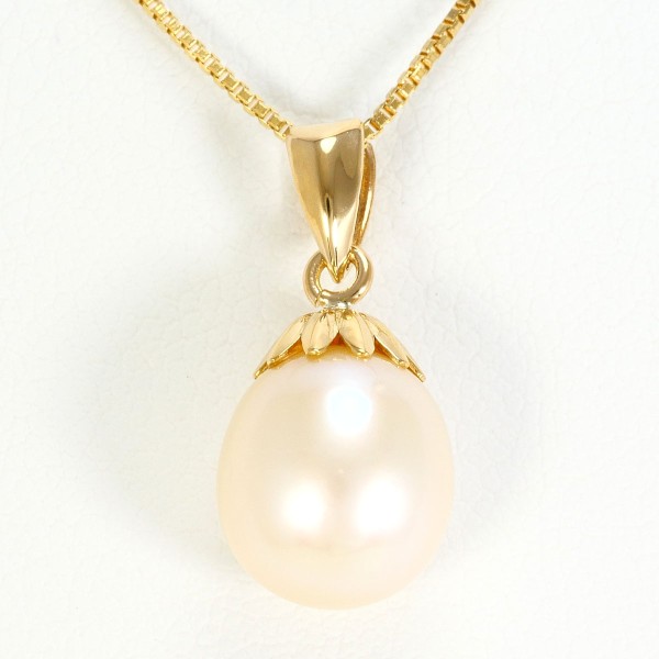 K18 YG イエローゴールド ネックレス パール(真珠) 約40cm ジュエリー 中古
