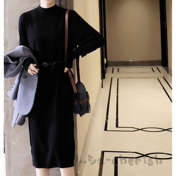 ニットワンピース レディース 秋 冬 40代 20代 きれいめ 長袖 タートルネック タイトワンピー