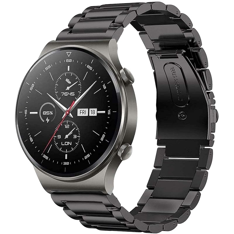 VICARA for Huawei Watch GT/Huawei Watch GT2 46mm/Huawei Watch GT active バンド ステンレス製 22mm 交換用 for Huaw