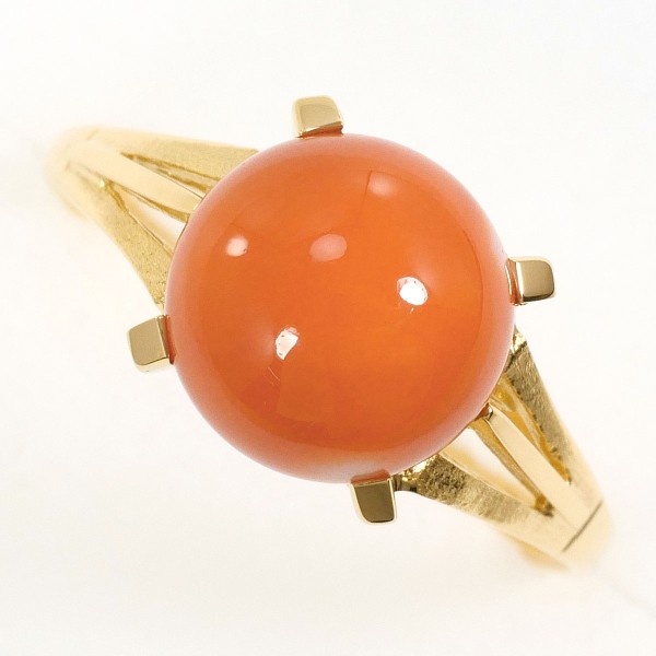 K18 18金 YG リング 10号 サンゴ ジュエリー 中古