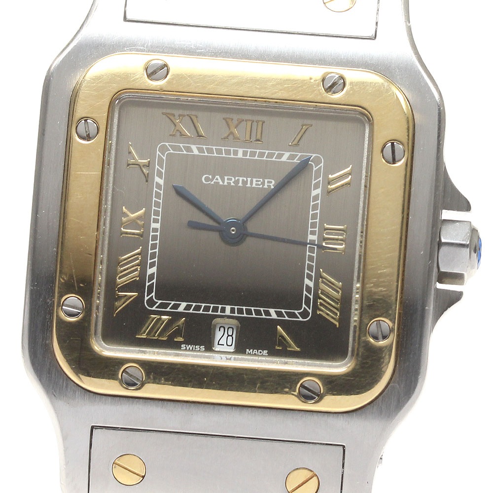 ベルトジャンク カルティエ CARTIER W20030C4 サントスガルべ LM YGコンビ デイト クォーツ メンズ _823924【中古】
