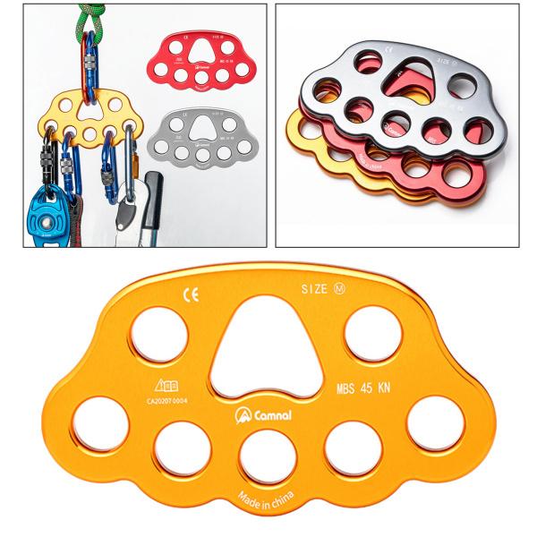 8穴足リギングプレートロッククライミングマルチアンカーポイントコネクタゴールデン