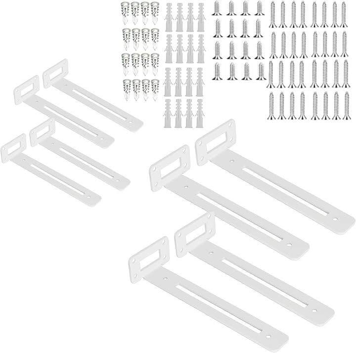 特許取得商品 長さ：25cm 厚さ3.5mm軽量タイプ 棚受け金具 白 隠し棚受け 高耐荷重 L字金具 アイアンブラケット 目立たない棚受け 棚支え8個セット(ホワイト, 25cm)