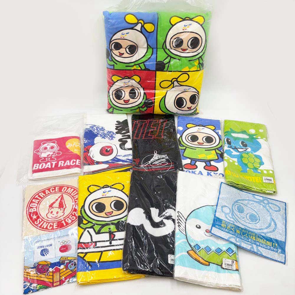 【中古】[大量セット] 競艇 ボートレース グッズまとめて ペラ坊 タオル ストラップ ペン 湯呑 クリアファイル ほか