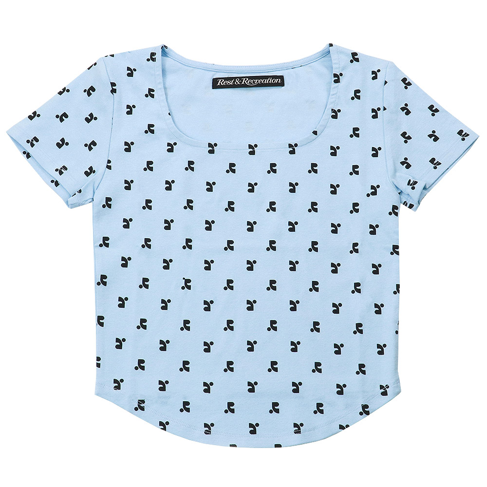 Tシャツ RR LOGO PATTERN SQUARE NECK T-SHIRT SKY BLUE 半袖 レディース 韓国 ファッション アパレル