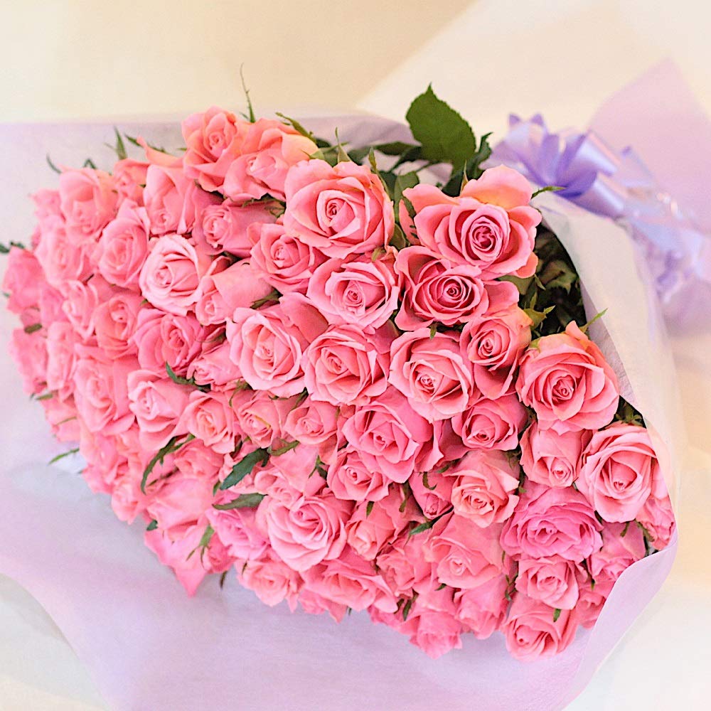 BisesFlower(ビズフラワー)【クール便出荷】バラ 花束 80本 ピンク プロポーズ サプライズ 花 ローズ 薔薇 ブーケ ウェディング プレゼント 生花 記念日 結婚 バラの花束 誕生日 薔
