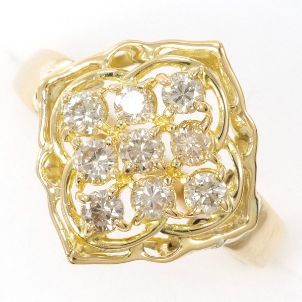 K18 18金 YG イエローゴールド リング 指輪 10.5号 ダイヤ ジュエリー 中古