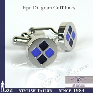 KIETHエポダイヤ柄 カフス / カフリンクス[青 ブルー真鍮/日本製]