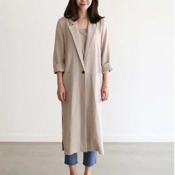 ロングジャケット トップス アウター ジャケット ロング ロング丈 袖あり 長袖 Vネック 襟付き 前開き 綿 かわいい 大人可愛い きれいめ シンプル カジュアル 大人 上品 おしゃれ お洒落