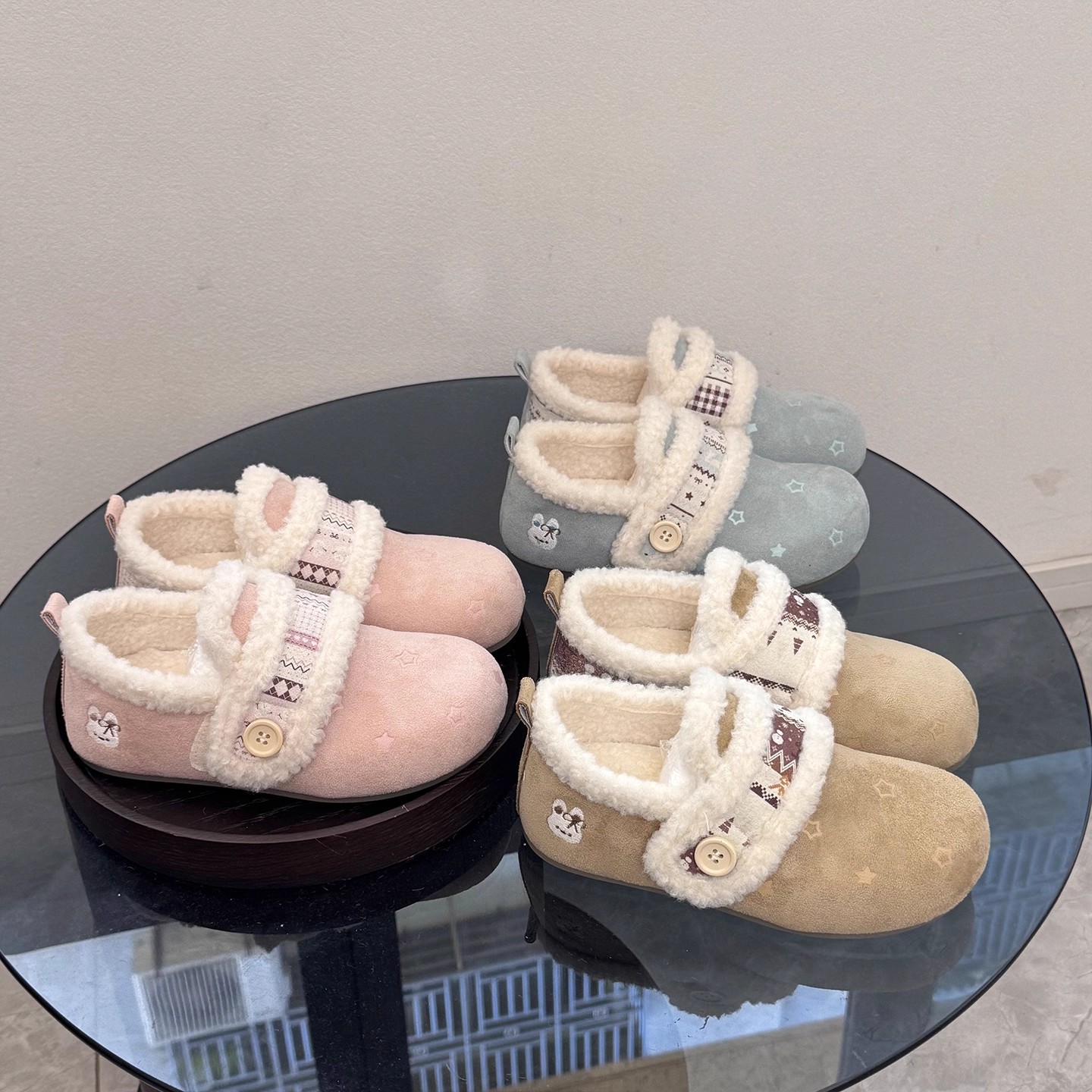 10個セット かわいいウサギのカジュアルシューズ女性2026冬のギャザーマジック貼り快適で柔らかい毛の綿靴