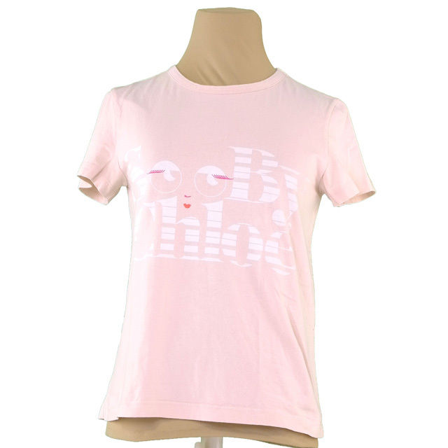 Tシャツ ロゴプレート USA2サイズ ライトピンク ホワイト系 中古