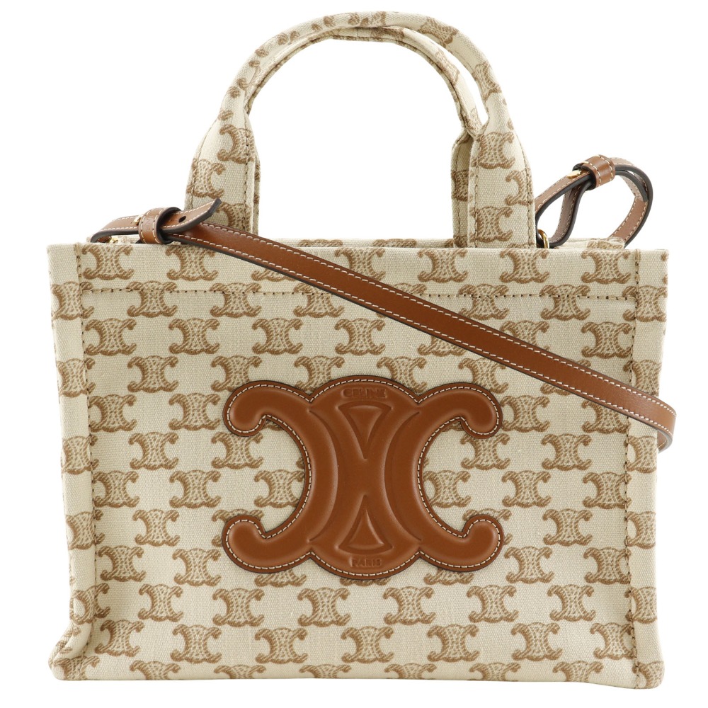 トリオンフ スモール カバ タイス 2WAYショルダー 19916 2EZ6 01BC ハンドバッグ キャンバス ベージュ レディース 中古品 Aランク