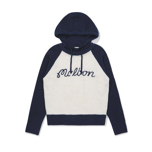 [マルボン公式] 女性ラグランフード配色ニット NAVY (WOMAN)