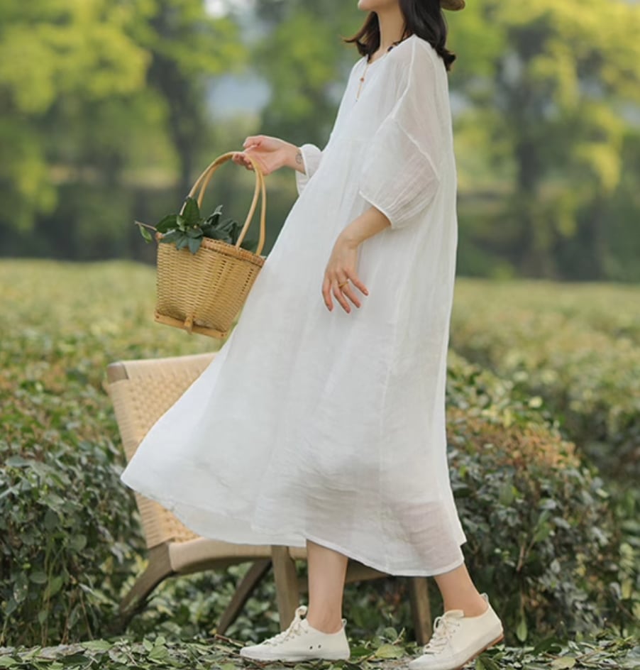ワンピース ルームウェア フレア レディース ロング 丈長 フルレングス 半袖 ラウンドネック クルーネック ワイド フレア 異国風 ヴィンテージ アメカジ 薄手 かわいい 大人可愛い きれいめ