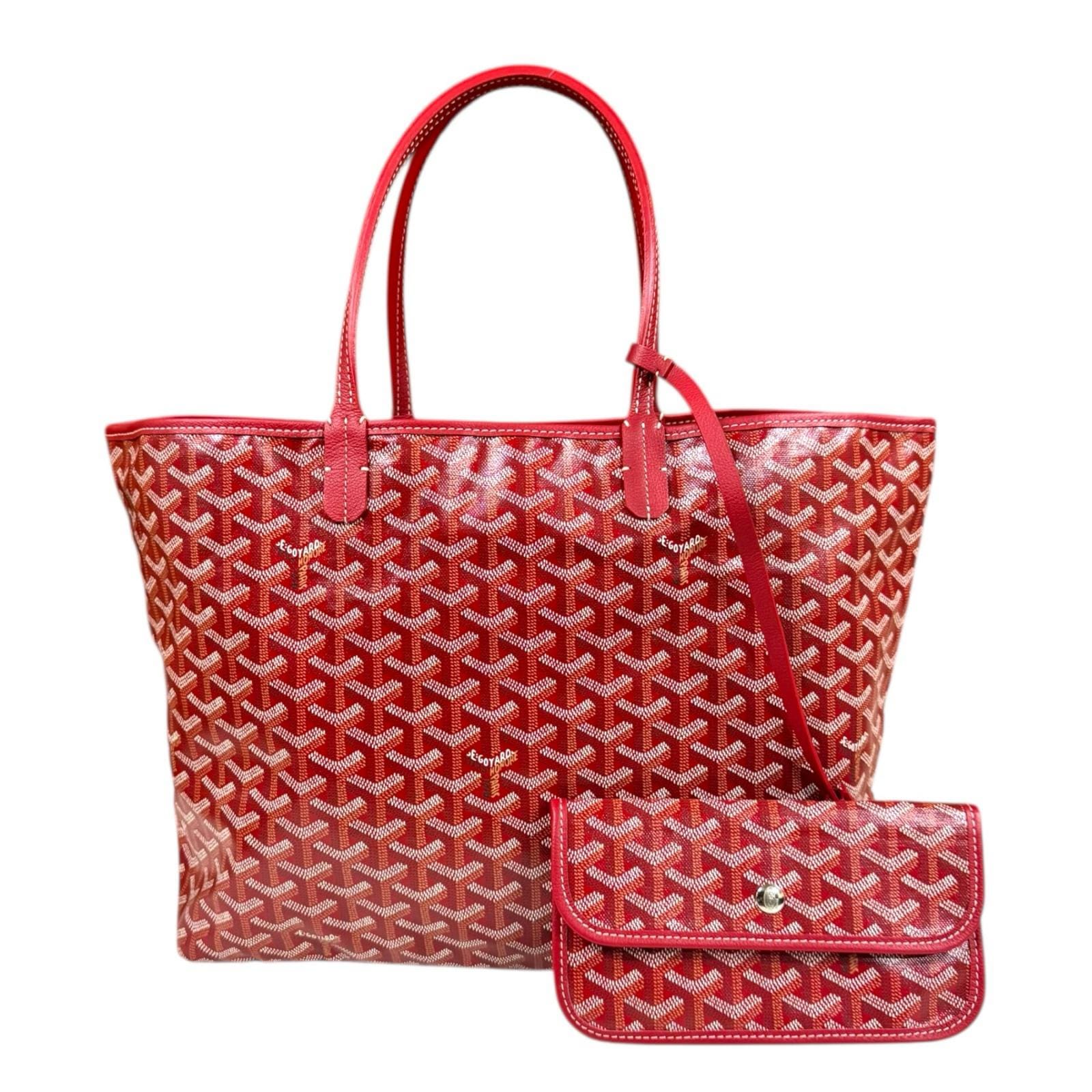 ゴヤール サンルイPM トートバッグ PVCコーティングキャンバス レッド GOYARD 中古 美品