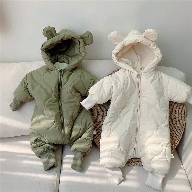 ベビー服ロンパース，幼児用ジャンプスーツの冬の新しい韓国版ベビーコットンパッド入りの服厚い暖かいクマコ，子供服,新生児服 ロンパース