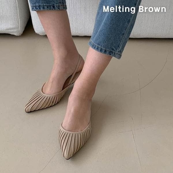 ポインテッドトゥ スリングバック 春夏 ローヒール 3カラー