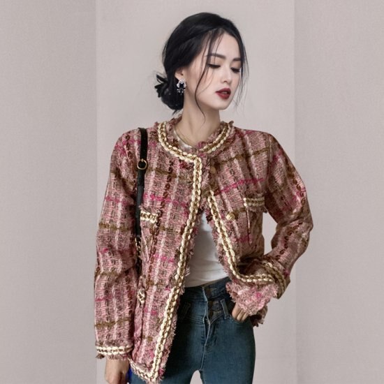 【取寄：納期2週間】ツイードジャケット レディース ツイード 秋 春 卒業式 入学式 セレモニー ショート丈 チェック ツイードジャケット レディース ツイード 秋 春 卒業式 入学式 セレモニー