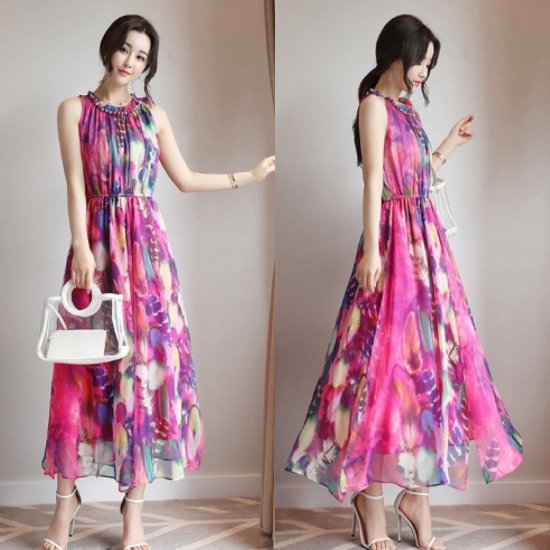 【取寄：納期2週間】リゾートワンピース 夏 ロングワンピース レディース ノースリーブワンピース ノースリーブ リゾート パーティー お呼ばれ 夏新作 上品 きれいめ ロング丈 リゾートワンピース 夏