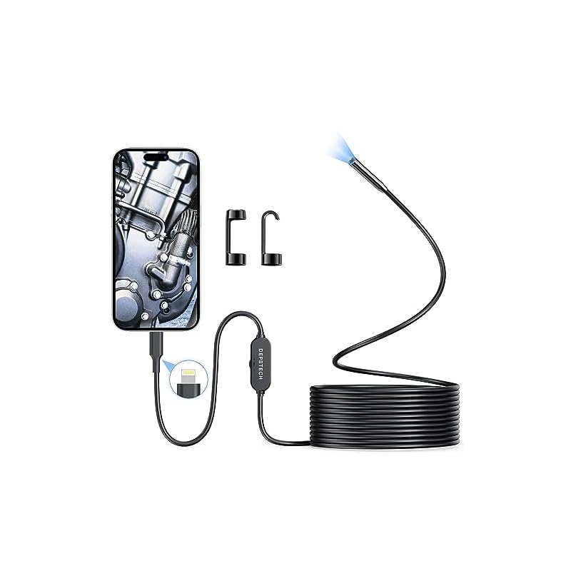 DEPSTECH ファイバースコープ 200万画素 HD内視鏡カメラ 7mm極細レンズ USB スネークカメラ 高輝度LED搭載 配管カメラ IP67防水 配管カメラ 専用アプリ付き iPhone i