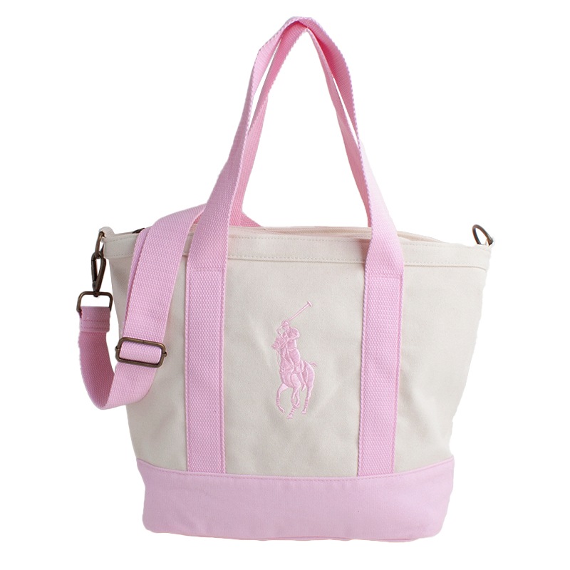 トートバッグ ポロ ビッグポニー ファスナー コットン ショルダー 2WAY レディース メンズ 9ar023　ラッピング不可