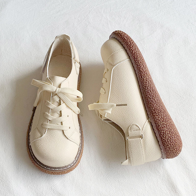 スニーカー 厚底スニーカー ダッドスニーカー フラットシューズレトロなシングルシューズ 文学スタイル との学生レースアップカジュアルシューズローファー フラットパンプス スタイルアップヒー