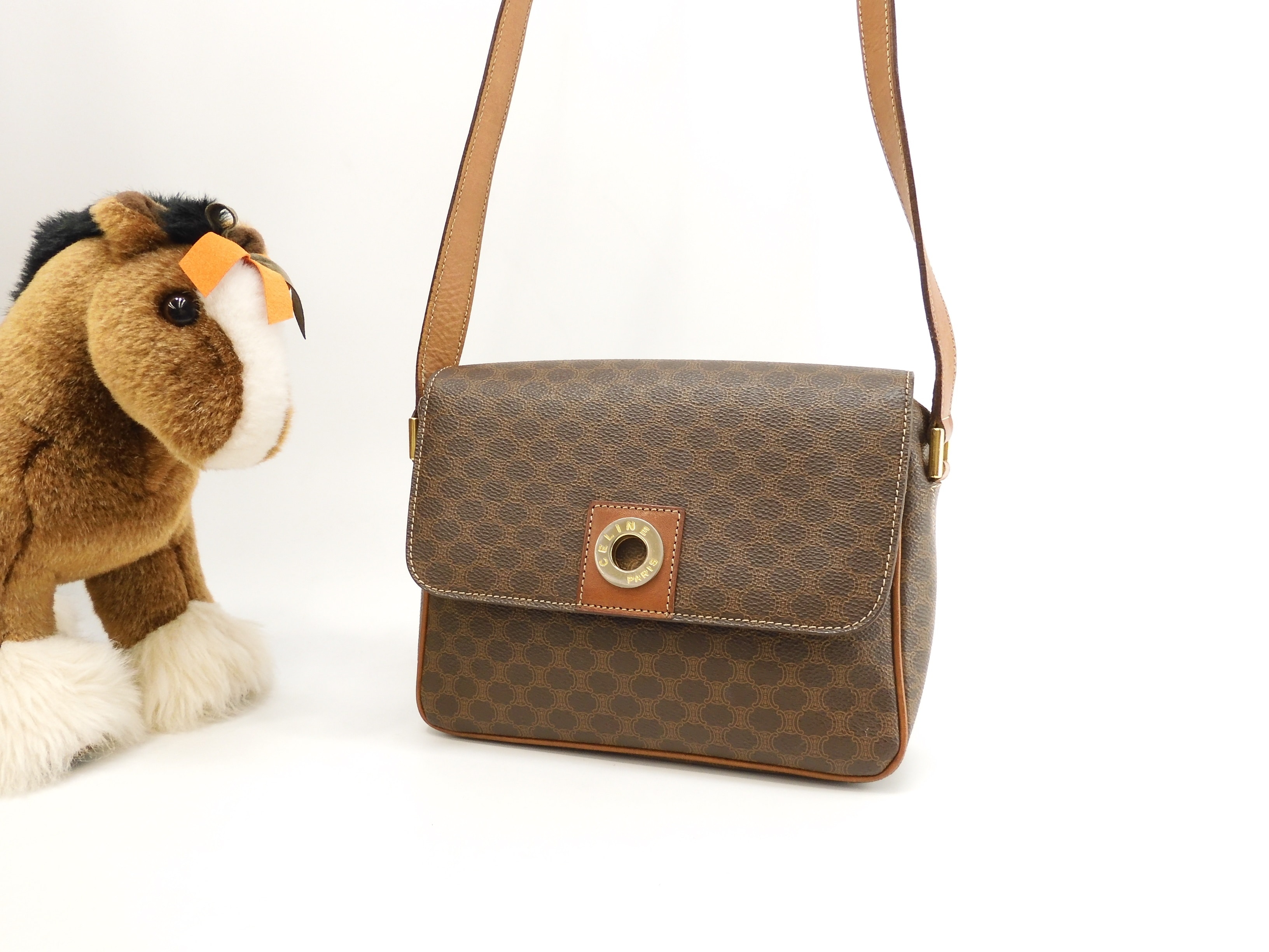 ポシェット トリオンフ マカダム茶 クロスボディバッグ 丸金具3@M12