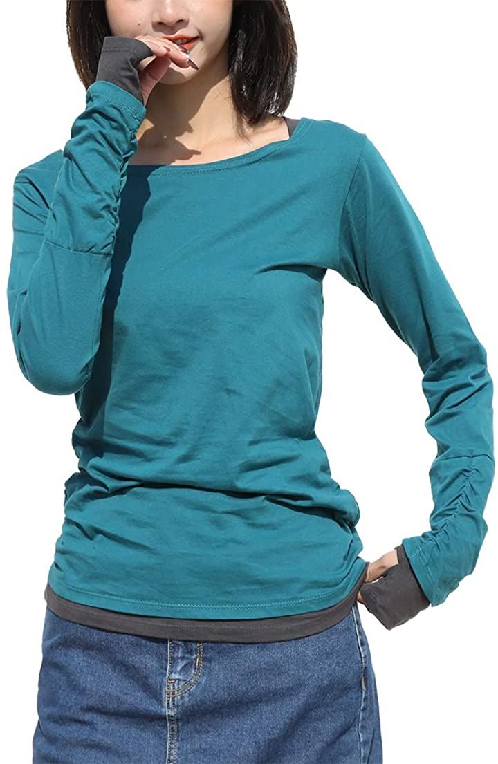 キャプテンケイ ロング Tシャツ 指穴 ブルー レイヤード 2L 高評価 お気に入りの ブルーグリーン