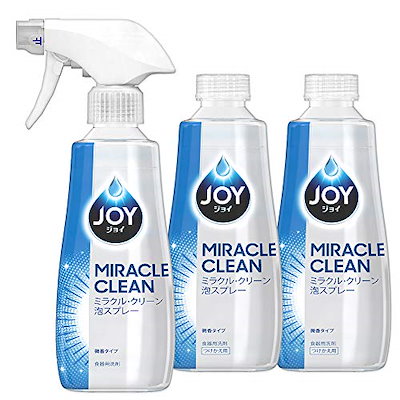 他サイト： ジョイ 【まとめ買い】 ミラクルクリーン 泡スプレー 食器用洗剤 微香タイプ 本体 300mL + つけかえ用 300mL×2個の商品画像