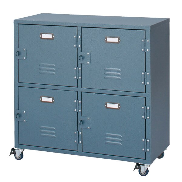 チェスト 2段2列 扉付 スチールボックス ミリタリー調 キャスター付 幅75cm