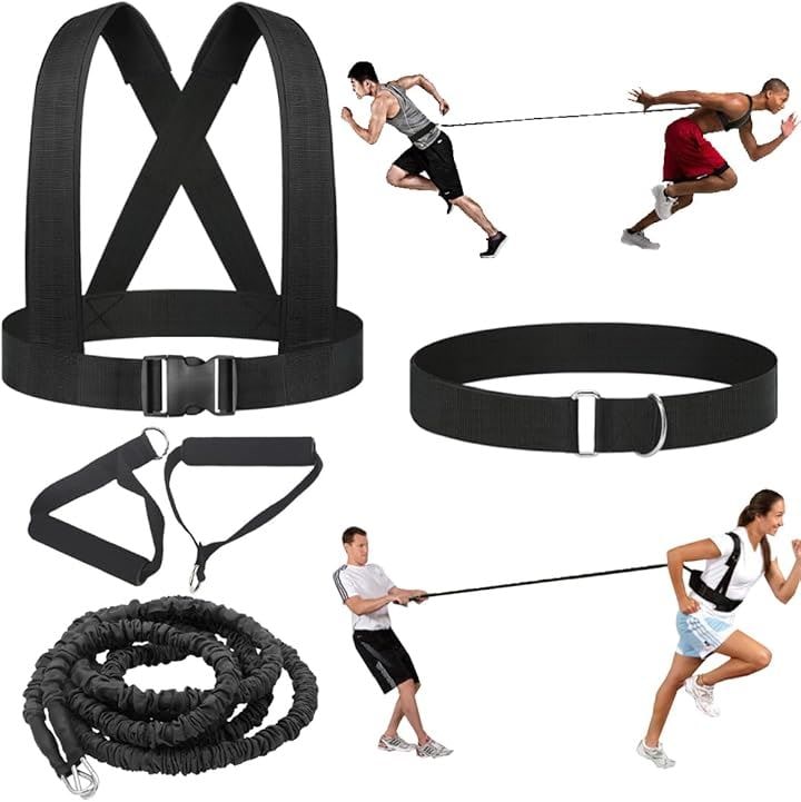 アシストチューブ 2人用 2m トレーニング レジスタンスバンド スピード 抵抗 セット 2ハンドル付き(ブラック)