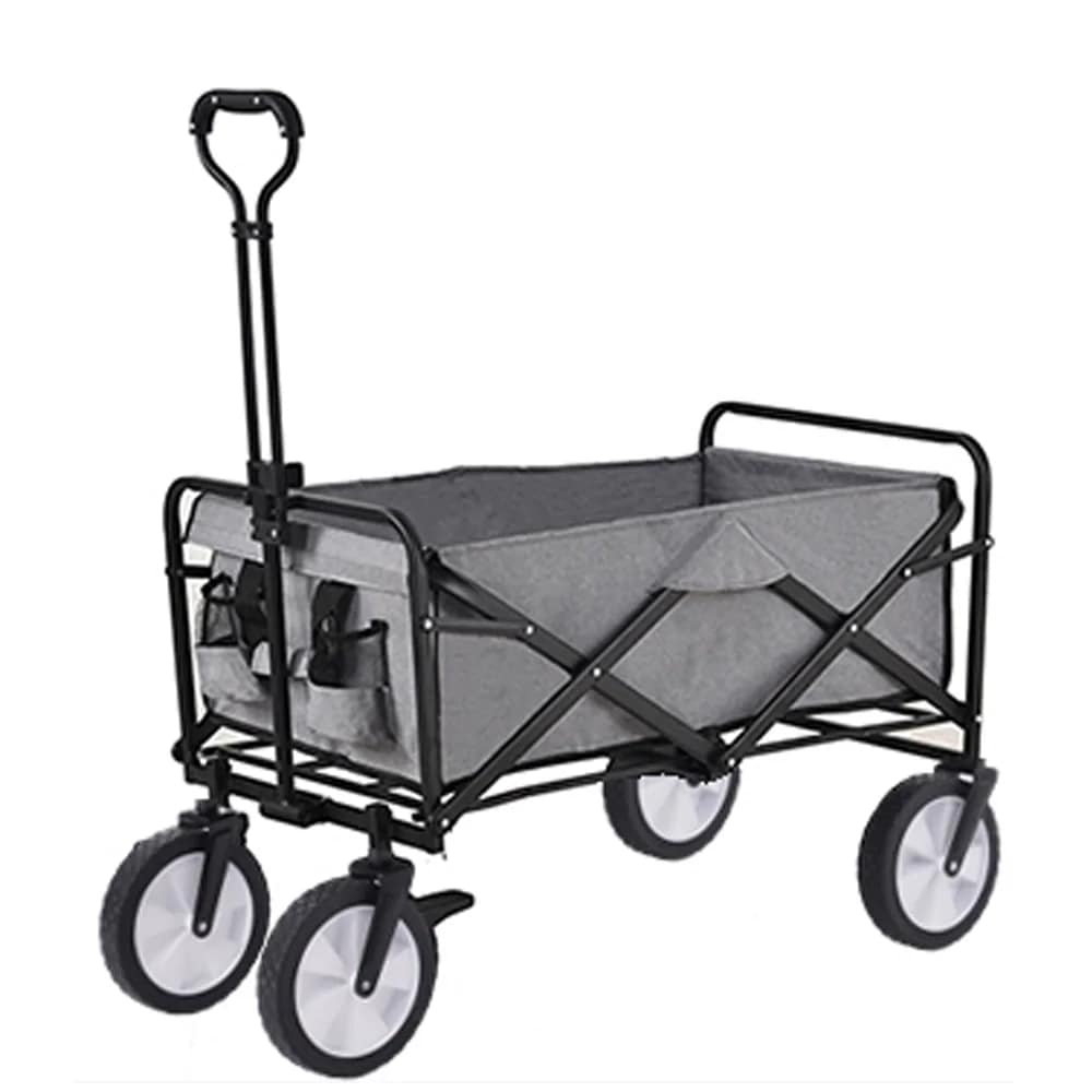 【日本国内出荷-3日で配達】マウンテンキャンピングカー 家族旅行 アウトドアトレーラ 折りたたみ可能 携帯に便利 85L大空間 ファッション 前輪は360度回転 耐荷重100kg グレー DJYC61