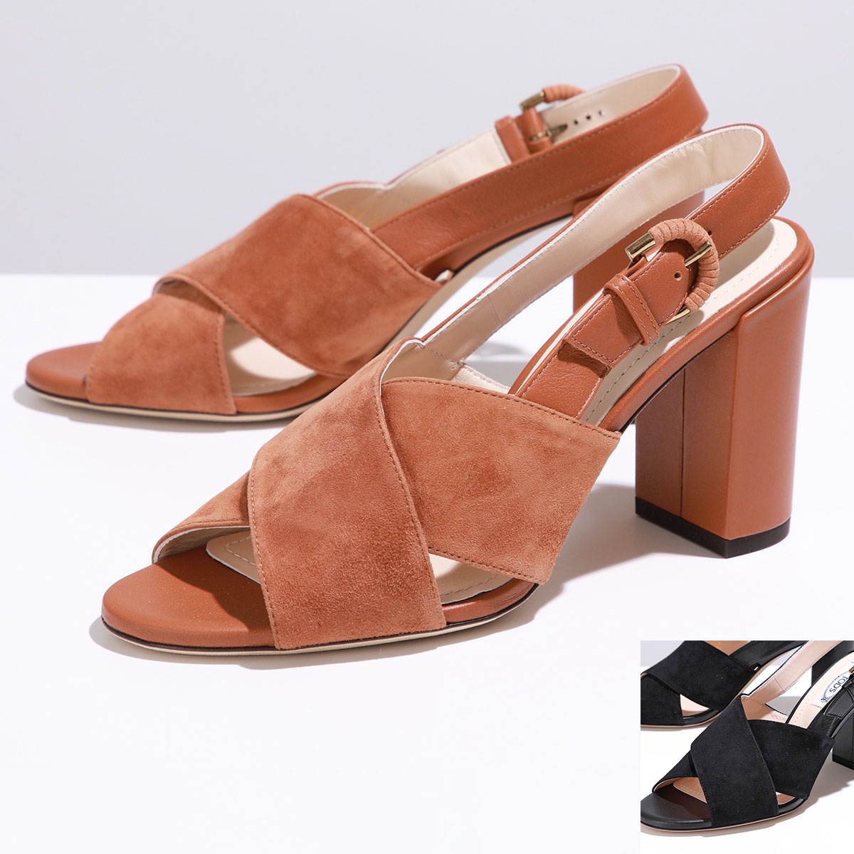 TODS トッズ サンダル XXW43B0AV20KPN レディース スウェード レザー クロス ストラップ チャンキーヒール シューズ 靴 カラー2色