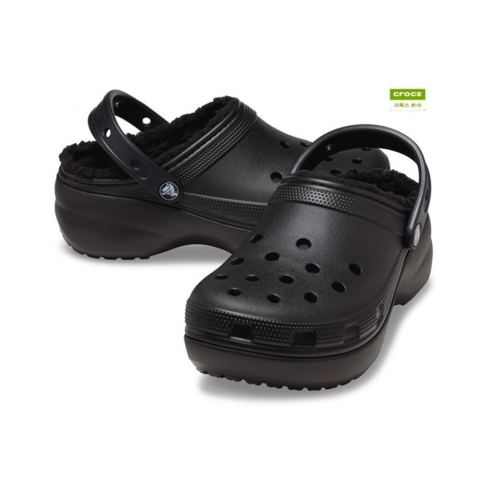 クロックスクラシックプラットフォーム裏地付きクロッグブラック 207938-001