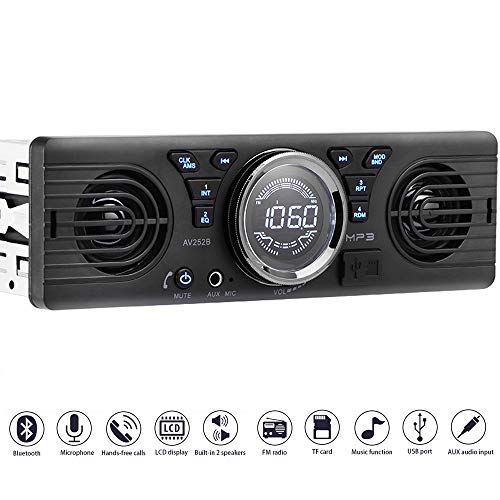 Universal 1 Din 12Vインダッシュカーラジオオーディオプレーヤー内蔵2スピーカーステレオFMサポートUSB / TFカードポート付きBluetooth 76-108MHz 日本国内FM