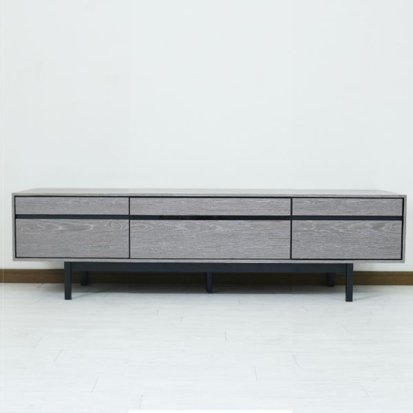 TVボード（グレー） 幅約150cm [完成品/脚のみ取付］