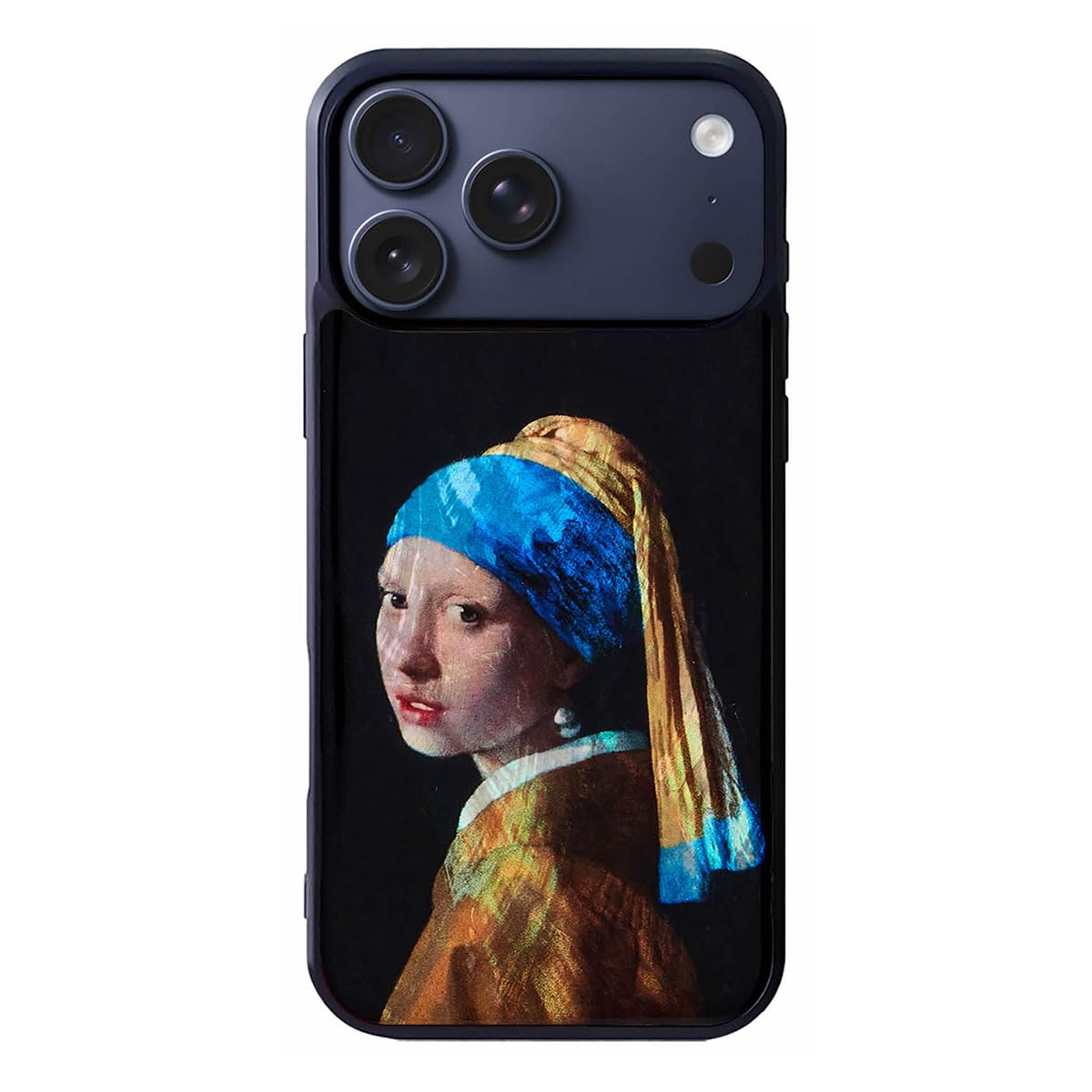 iPhone 17 Pro Max 用 天然貝ケース フェルメール [ パール 表面コーティング 高耐久 防塵 ハイブリッドフレーム ストラップホール付き 無線充電対応 ] 名画シリーズ 真珠の耳飾り