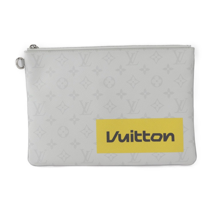 LOUIS VUITTON ルイ ヴィトン セカンドバッグ M68310 ジップド ポーチGM モノグラムホワイト PVC レザー ブロン ホワイト系 シルバー金具 クラッチバッグ ビトン 本物保証