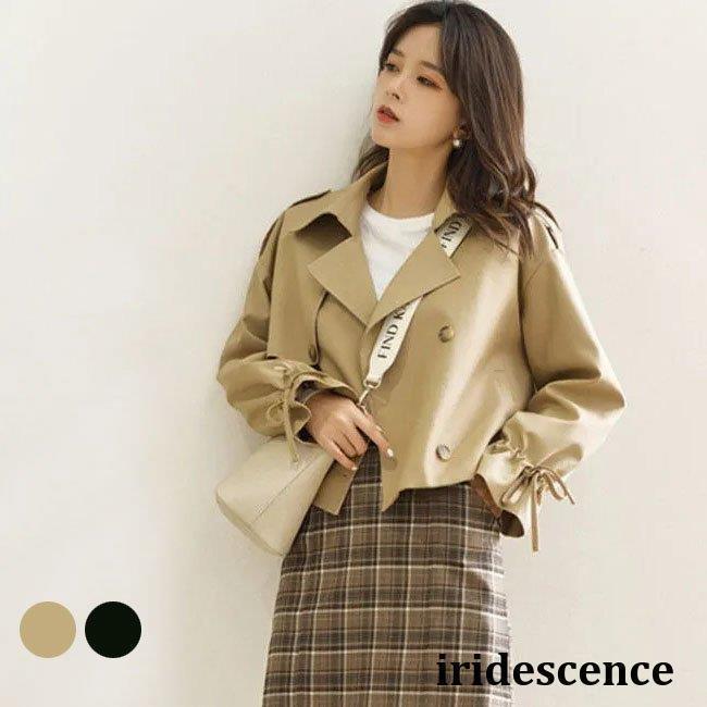 ジャケット 秋 レディース スプリングジャケット トレンチ キレイめ ショートコート Aライン 体型カバー ゆったり トレンチコート