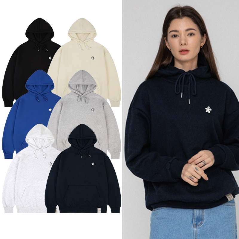 [UNISEX] White odd flower embroidery hoodie_6color