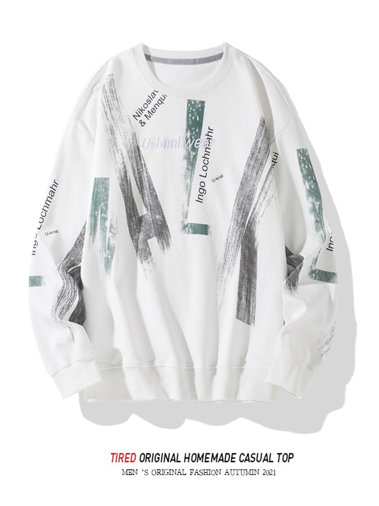 セーターの内側の服緩いラウンドネックボトムシャツにキャップなしでメンズ長袖Tシャツ春と秋のトレンド潮