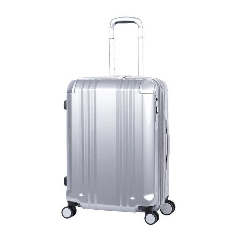 A.L.I　スーツケース ジッパータイプ 宿泊目安：4～6日間 52L 拡張機能搭載 前輪ストッパー ダブルホイールキャスター クロームシルバー　ALI-089-22W