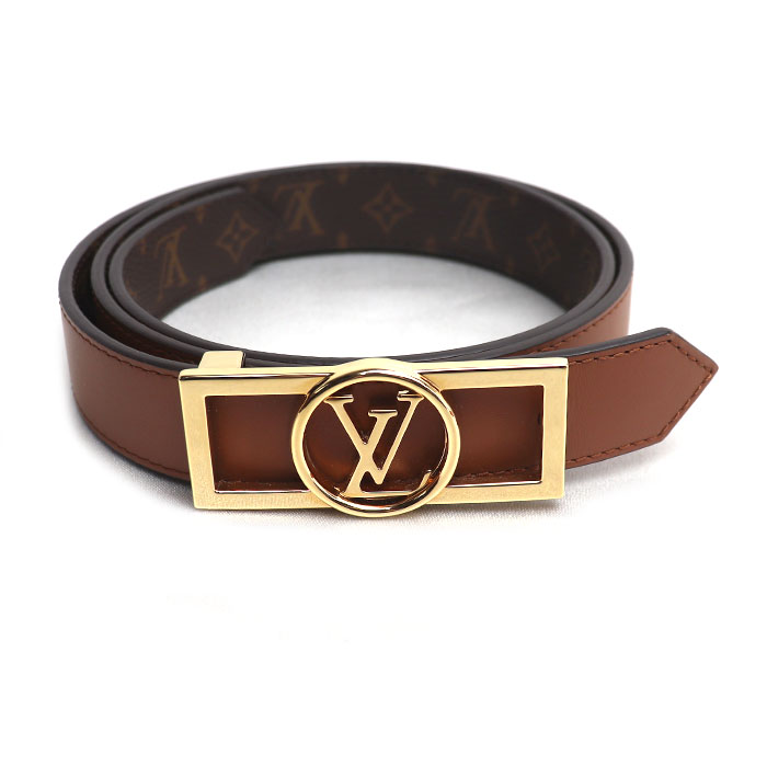 LOUIS VUITTON ルイ・ヴィトン ドーフィーヌ 25MM リバーシブル ベルト モノグラム ブラウン M0196 JJ2212 レディース 80／32 中古 美品
