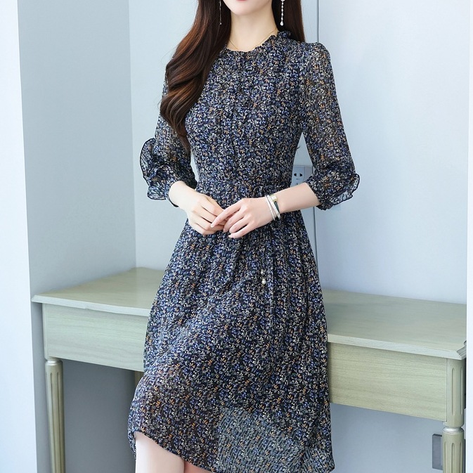 七分袖ワンピース ワンピースドレス シック メッシュドレス シースルー 七分袖 透け感 ミモレ丈 ワ