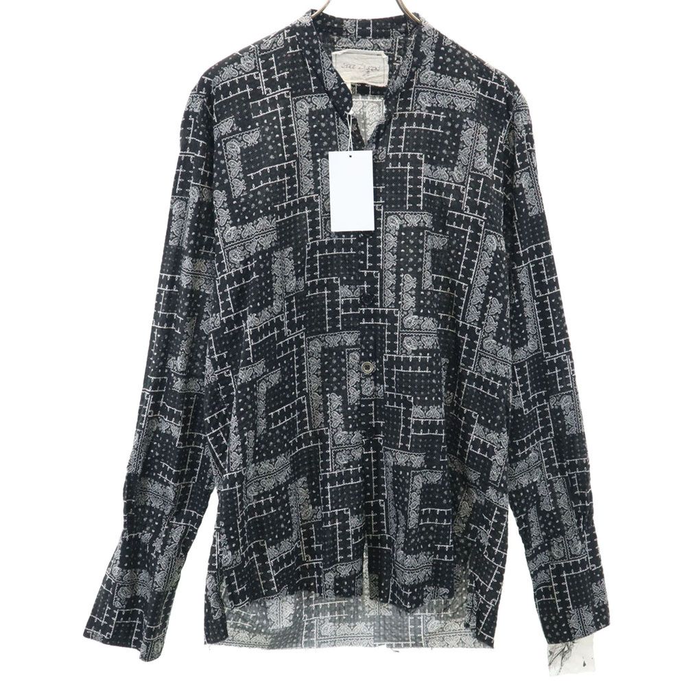 未使用 グレッグローレン USA製 ペイズリー柄 長袖 オープンカラーシャツ M ブラック GREG LAUREN メンズ