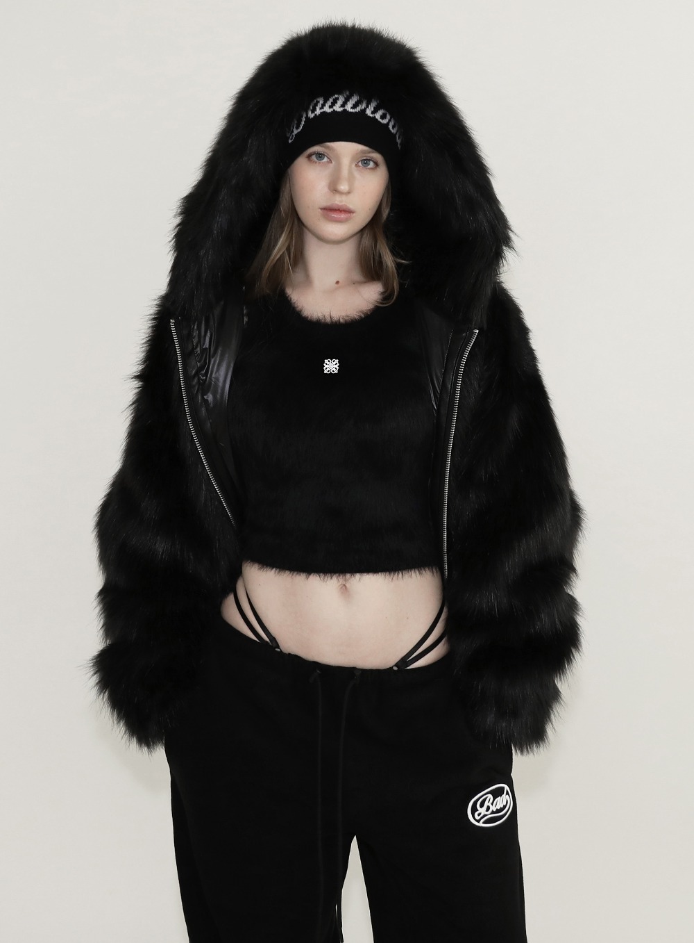 【BADBLOOD】 NADJA FUR JACKET : BLACK